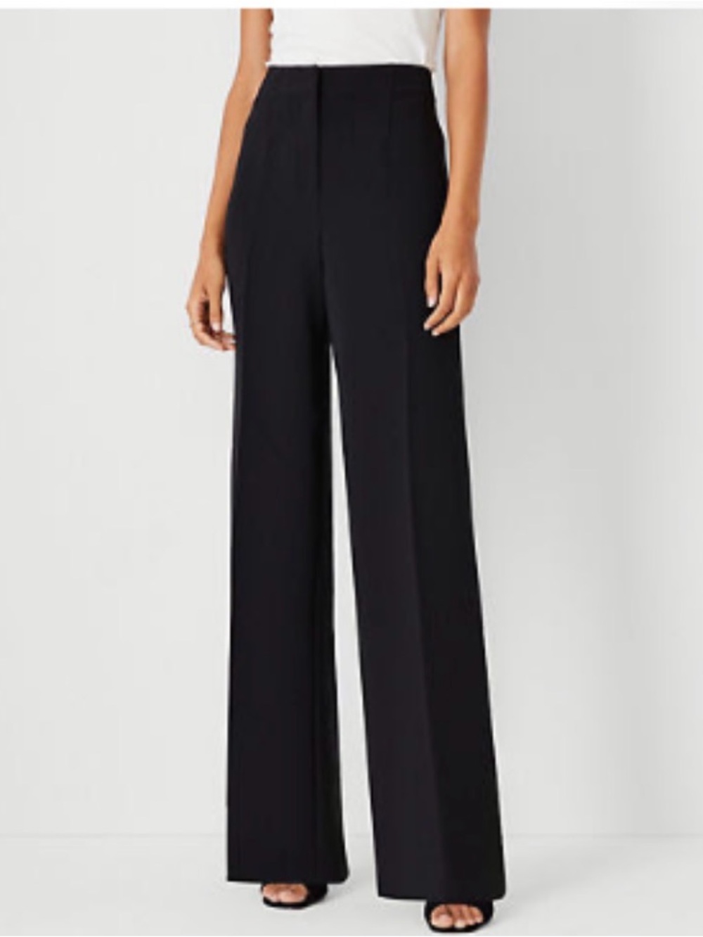 Ann Taylor Wide Leg Black Dress Pants for Women in crepe